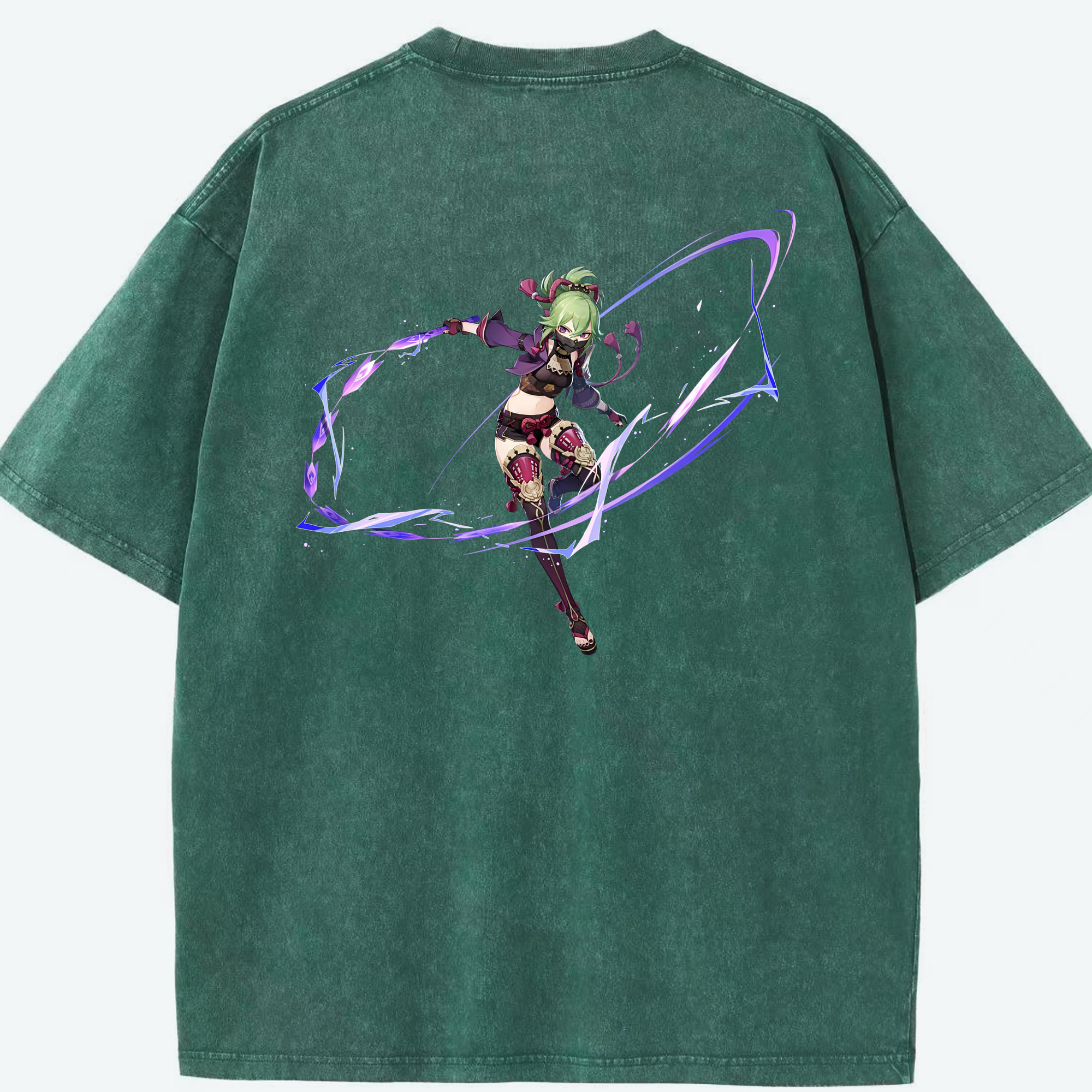 げんし神  久岐忍 くき しのぶ genshin Kuki Shinobu 綿100% ヴィンテージ風 半袖Tシャツ（背面プリント）